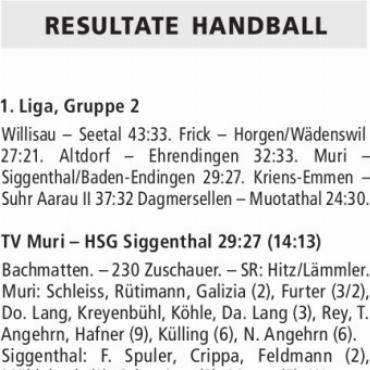 RESULTATE HANDBALL