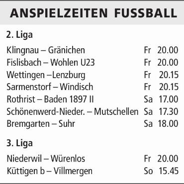 ANSPIELZEITEN FUSSBALL