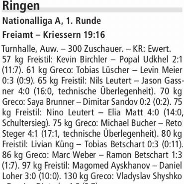 RESULTATE RINGEN