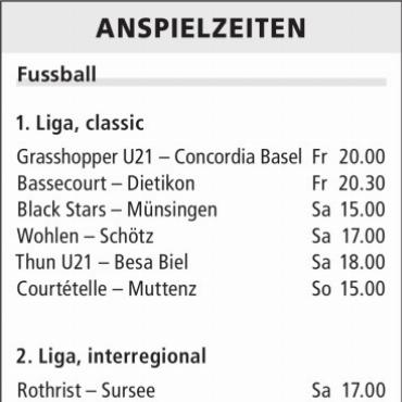 ANSPIELZEITEN