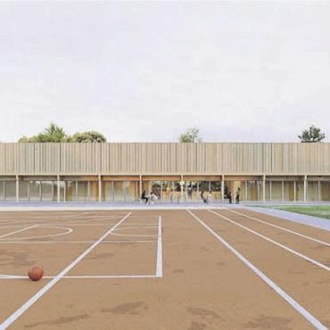 Zukunft Bärenmatte - Unspektakulär und unaufdringlich von aussen, von unschätzbarem Wert für Hunderte Schulkinder und Sportvereine im Innern. So soll sich die neue Dreifachturnhalle bei der Bärenmatte präsentieren. Visualisierungen: Stadt Bremgarten