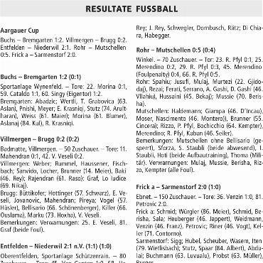 RESULTATE FUSSBALL