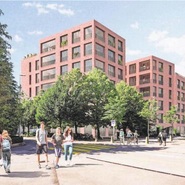 Weiteres Grossprojekt im Zentrum - Das Modell zeigt die Überbauung «Areal Poststrasse» an der Kreuzung Rigistrasse/Schulweg. Bild: pd