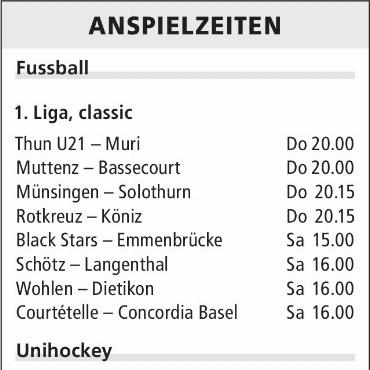 ANSPIELZEITEN