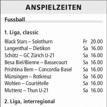 ANSPIELZEITEN