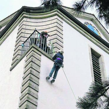 Vom Kirchturm abgeseilt - Highlight: Mit professioneller Hilfe konnte man sich vom Kirchturm abseilen.