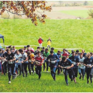Viele Schuhe, viel Freude - Massenstart beim Waldrand in Waltenschwil.