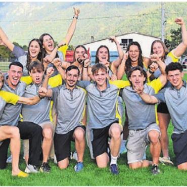 Zweimal der 7. Rang - Die Athletinnen und Athleten des TV Merenschwand freuen sich über die guten Leistungen in Interlaken. Bild: zg