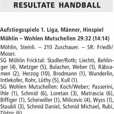 RESULTATE HANDBALL