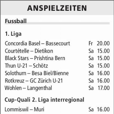 ANSPIELZEITEN