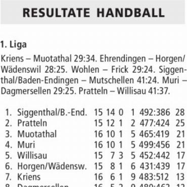 RESULTATE HANDBALL