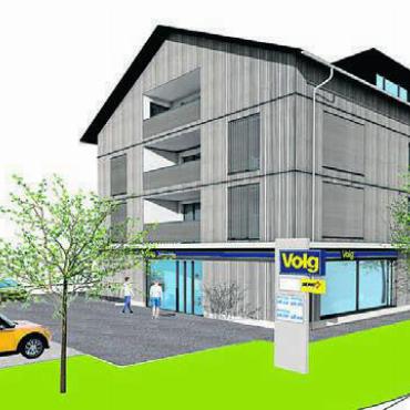 Neubau statt Providurium - So soll das neue Volg-Gebäude einst aussehen.