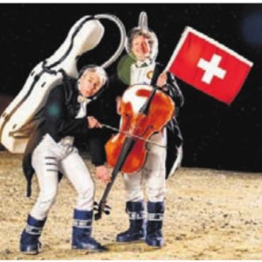 Völlig losgelöst - Das Duo Calva verbindet klassische Musik mit Comedy. Bild: zg