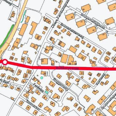Behinderungen vorprogrammiert - Der Perimeter der Sanierung befindet sich zwischen den Büttiker-Kreisel und der Einmündung der Unteren Farnbühlstrasse (rot markiert). Bild: zg