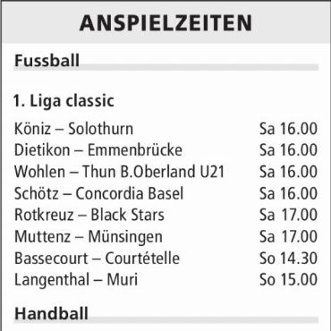 ANSPIELZEITEN