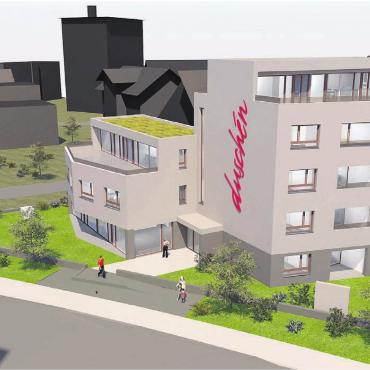 Attraktiv, modern, zeitgemäss - Die Wohnbedarf Duschén AG richtet sich neu aus: Das Modell zeigt das Projekt mit Firmensitz und zehn Wohnungen an der Zentralstrasse.