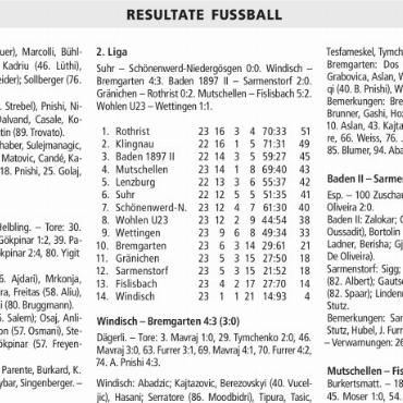 RESULTATE FUSSBALL