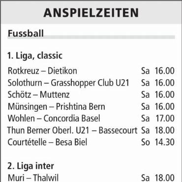 ANSPIELZEITEN
