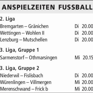 ANSPIELZEITEN FUSSBALL