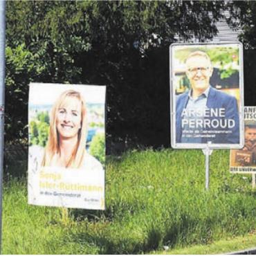 Ganz viel Geld und Herzblut - Die Wahlplakate zieren so ziemlich alle Strassenkreuzungen in Wohlen. Dies erhöht die Wahlkampfkasse der neun Kandidierenden. Bild: dm