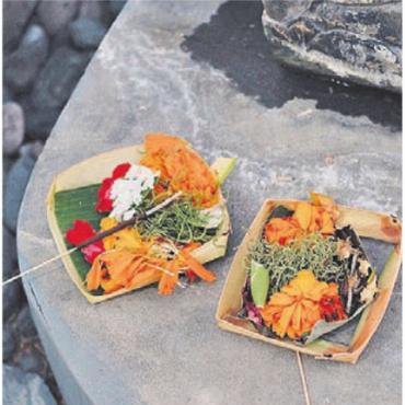 Studium mit Surfbrett - Zur Kultur der Insel gehören auch Opfergaben. «Die unschöneren, wie Zigaretten oder die mit Plastikverpackung, habe ich nie fotografiert.»