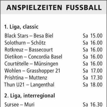 ANSPIELZEITEN FUSSBALL