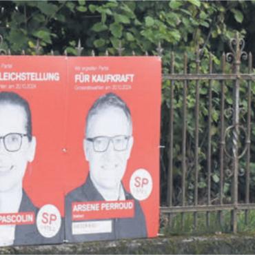 Spannende Ausgangslage - Der Wahlkampf für die Sitze im Grossen Rat ist lanciert, die Plakate an den Strassenrändern sind platziert. Bild: dm