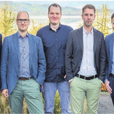 Zeit für neue Massstäbe - Der Geschäftsleitung der Planora AG (v. l.): Jules Fricker, Reto Ribolla, Patrick Keusch, Adrian Duss, Renato Moos. Bild: pd
