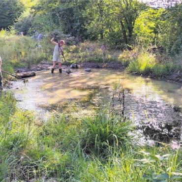 Gute Vernetzung als Erfolgsrezept - Jeden zweiten Donnerstag im Monat organisiert der Natur- und Vogelschutzverein Wohlen einen Pflegeeinsatz oder Hock. Kürzlich traf man sich zum Einsatz beim vereinseigenen Feuchtbiotop in den Niedermatten. Bild: zg