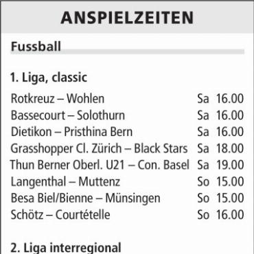 ANSPIELZEITEN