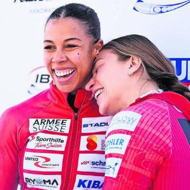 Nur die Deutschen sind besser - Neues Traumduo? Melanie Hasler und Anschieberin Mara Morell. Bilder: zg