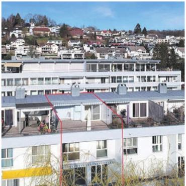 Bundis AG: Professionelle Vermittlung von Immobilien - Sofort zu haben und bezugsbereit: 148 m² grosse, helle 5,5-Zimmer-Maisonettewohnung in Anglikon (rot gerahmt).