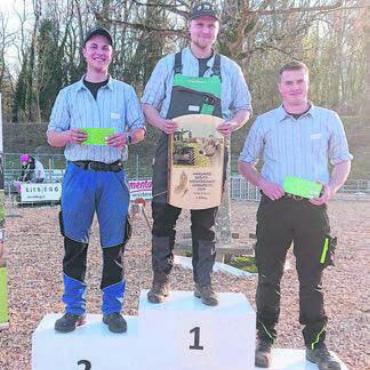 Niederwiler auf Platz 3 - Siegerpodest an der Berufsmeisterschaft (von links): Jesper Frei, Jan Gschwind und Andrin Meier. Bild: zg