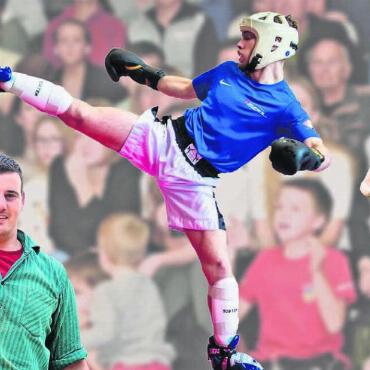 Cipriano schlägt zurück - Kickboxer Roy Cipriano (Mitte) gewinnt das knappe Duell gegen Schwinger Joel Strebel. Frauenfussball-Natispielerin Julia Stierli holt den 3. Rang. Bilder: Freshfocus/zg/awa, Bildmontage: FRAG
