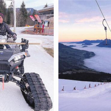 Schnee aus dem Schattenloch - Bilder: zg Andreas Wymann sagt, er habe auf der Mörlialp «einen der schönsten Jobs der Welt». Bei dieser Aussicht auf den Nebel im Flachland ist das verständlich.