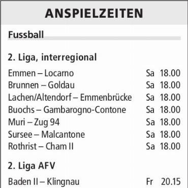 ANSPIELZEITEN