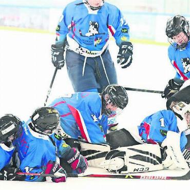 Heisser Tanz auf kaltem Eis - Der U13-Nachwuchs des HC Wohlen Freiamt herzt seinen Goalie nach dem 4:0-Sieg gegen Wetzikon. Die Gastgeber holten am Ende den 4. Rang. Bilder: jl (3), spr (1), zg (2)