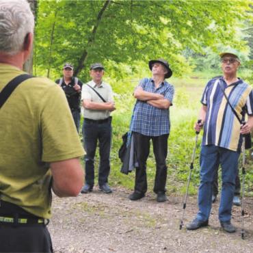 Vom Busunternehmen vergessen - Bei idealem Wetter spazierte die Gruppe Senioren, unter der Führung von Förster Leonz Küng, durch den Wohler Wald. Bilder: vaw