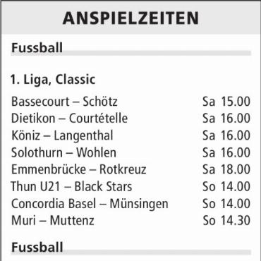 ANSPIELZEITEN