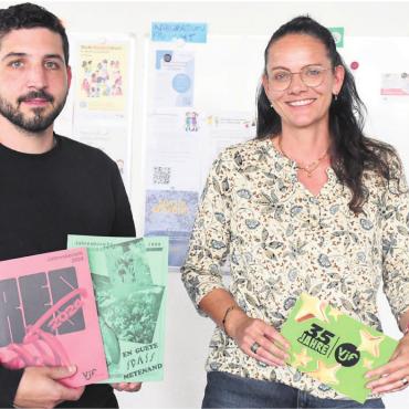 Das gute Image bewahren - Sie laden zur gemeinsamen Feier ein: Co-Geschäftsleiterin Karin Stoll und Geschäftsleitungsmitglied Luca Baldelli sind fürs Jubiläum verantwortlich.
Bild: Daniel Marti