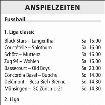ANSPIELZEITEN