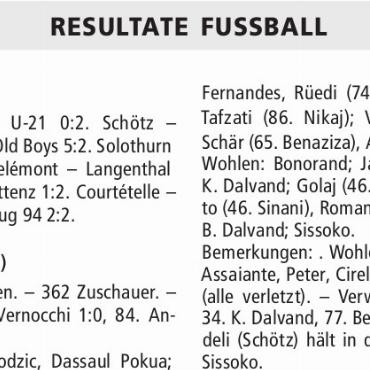 RESULTATE FUSSBALL