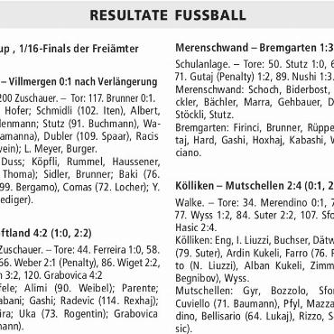 RESULTATE FUSSBALL