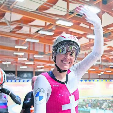 Ein Traum wird wahr - Michelle Andres an der Bahn-EM 2023 in Grenchen. Im Sommer startet sie in Paris an den Olympischen Spielen. Bild: Freshfocus