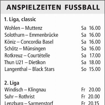 ANSPIELZEITEN FUSSBALL