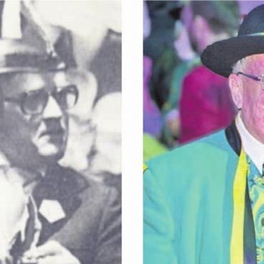 Auf ihn war stets Verlass - Zweimal Josef Baur: Links eine Aufnahme aus dem Jahr 1981, als er erstmals Zunftmeister wurde. Rechts ein Foto von der letzten Fasnacht. Bilder: Archiv/zg