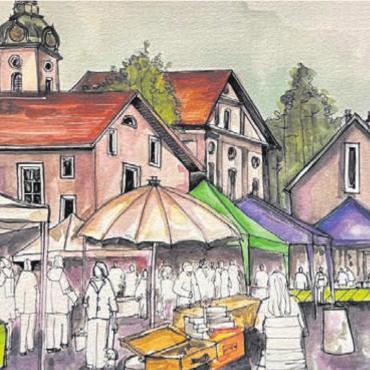 Saison geht zu Ende - Der Moment vom Wochenmarkt, künstlerisch von Théa Prado festgehalten. Bild: zg