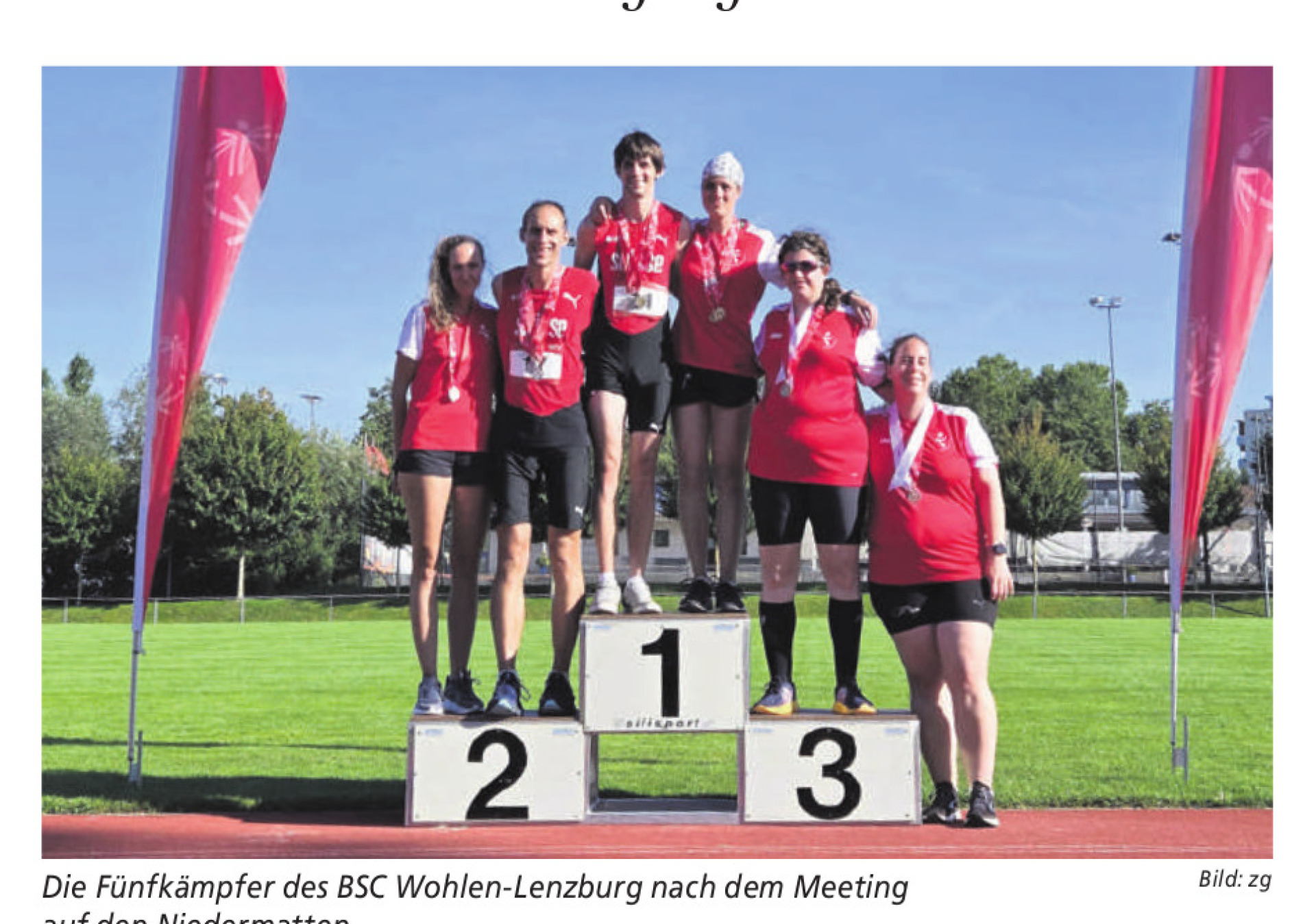 Die Fünfkämpfer des BSC Wohlen-Lenzburg nach dem Meeting auf den Niedermatten. Bild: zg - Das Bild wird blockiert. – Möglicherweise durch einen aktiven Adblocker.