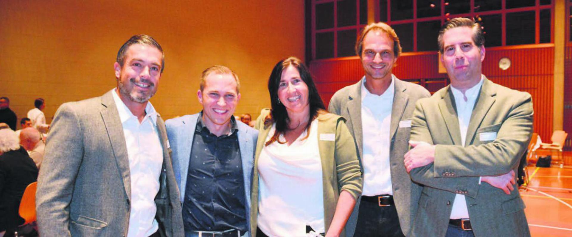Der Vorstand bleibt konstant: (v. l.) Marco Borioli, Präsident Christian Füglistaller, Yvonne Bodmer, Manfred Christen und Vizepräsident Andrea Hebeisen. Bild: Roger Wetli