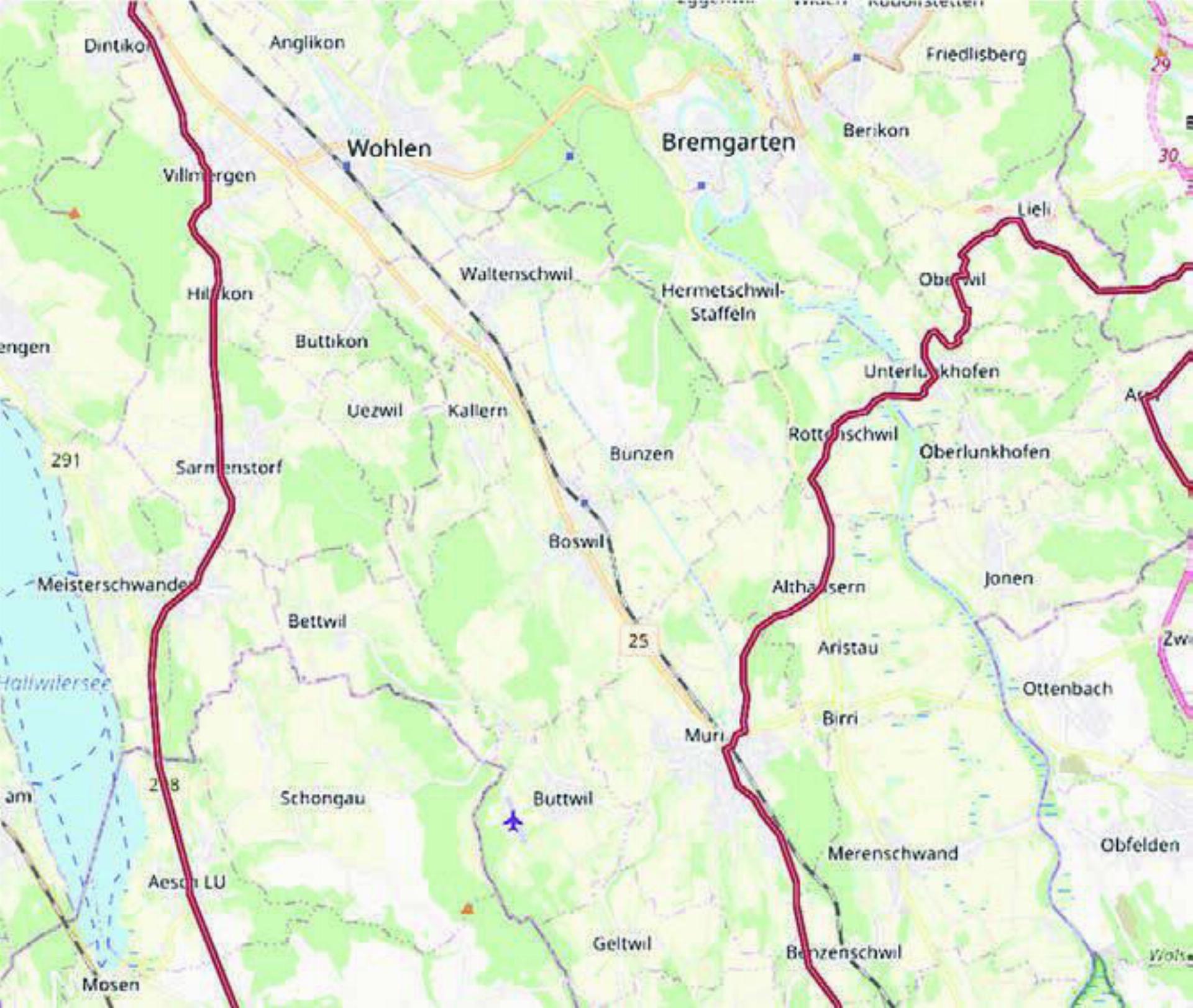 Die 3. Etappe der Tour de Suisse ist eine der beiden, die durch das Freiamt führen. Von Dottikon und Villmergen kommend geht die Strecke im Süden bis nach Hochdorf und macht eine Schlaufe zurück ins Freiamt, wo es in Richtung Muri geht. Bild: Screenshot